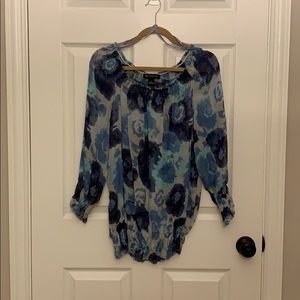 INC blue floral chiffon top, size 16